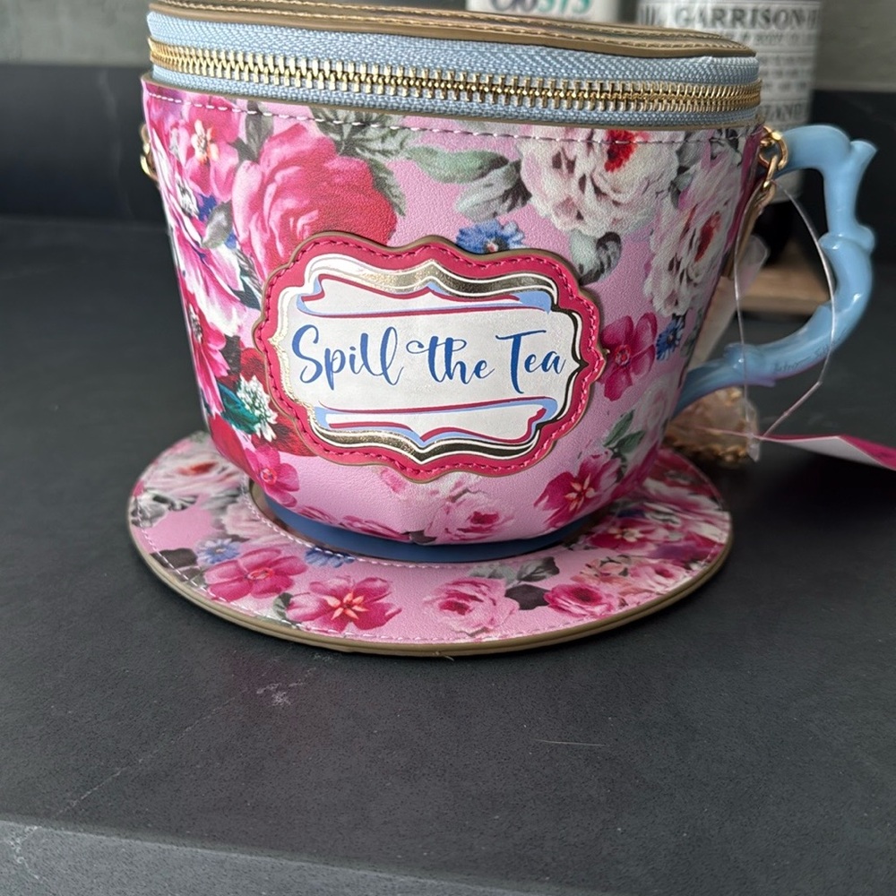 Betsey Johnson Floral Tea Cup Bag with Handle